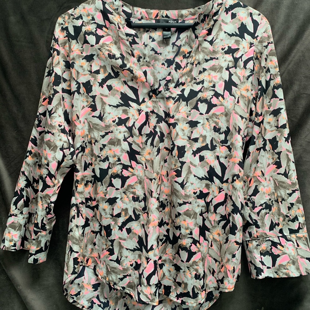 3/4 sleeve Aqua blouse